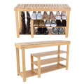 Hastings Home 3-Tier Bamboo Shoe and Boot Rack Bench with Seat Storage - Natural Wood