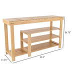 Panchina scarpiera e portastivali Hastings Home a 3 livelli in bambù con seduta contenitore - Legno naturale