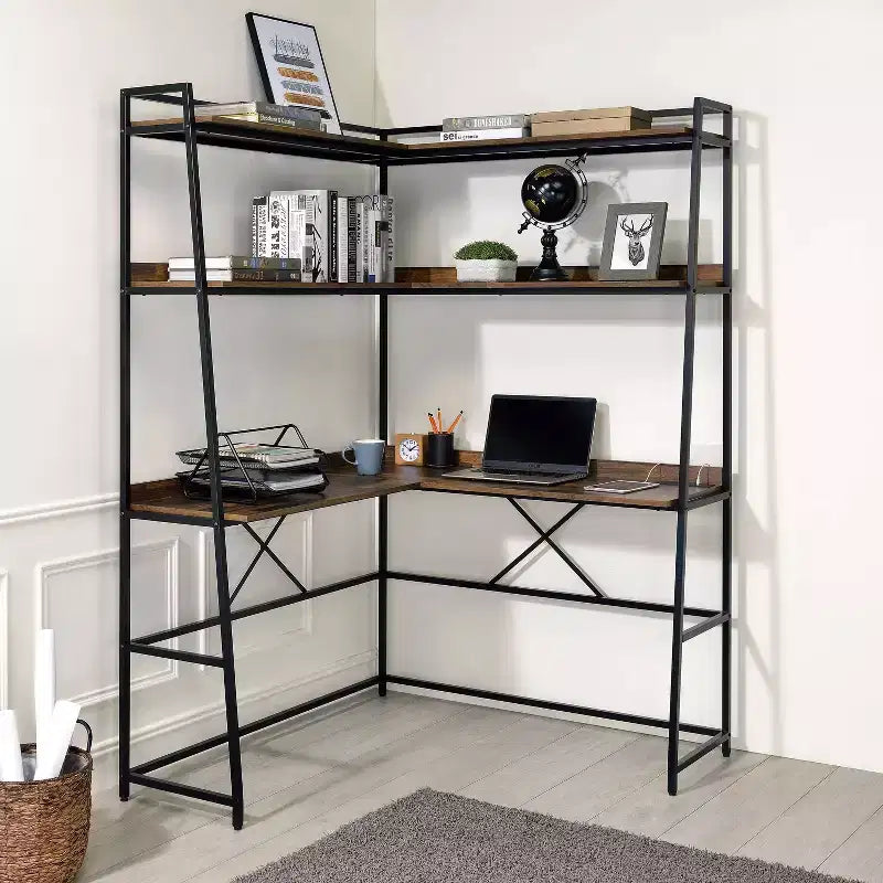 Scrivania angolare Clydebank con libreria e presa USB - HOMES: Inside + Out