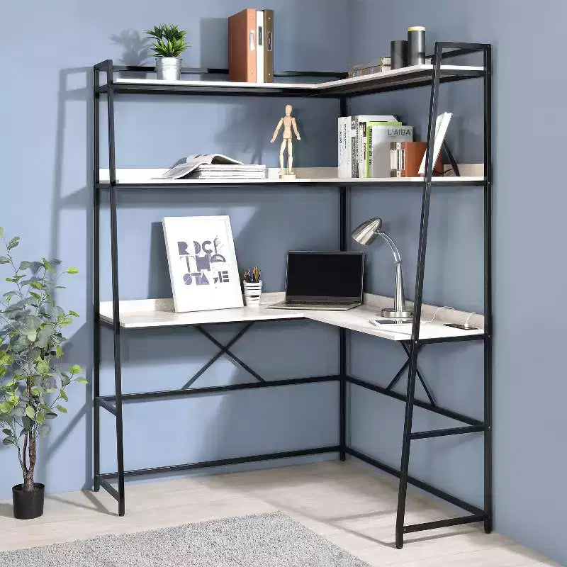 Scrivania angolare Clydebank con libreria e presa USB - HOMES: Inside + Out