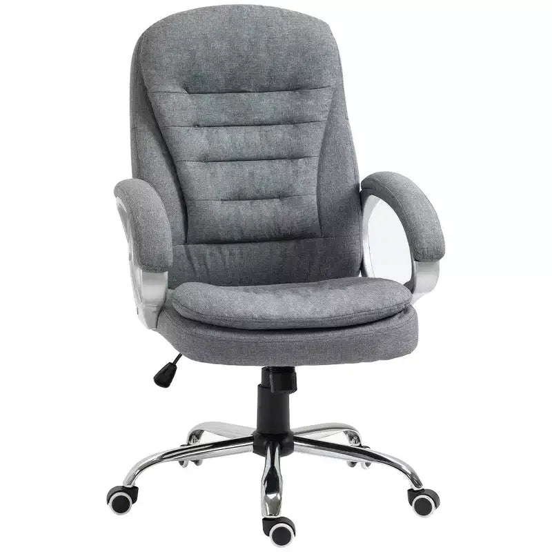 Vinsetto High Back Home Office Chair Executive Computer Chair with Adjustable Height, Upholstered Thick Padding Headrest and Armrest - Gray