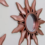 Northlight - Set di 3 Mini Specchi Rotondi Rame Opaco Sunburst Maya da 9.5