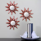 Northlight - Set di 3 Mini Specchi Rotondi Rame Opaco Sunburst Maya da 9.5