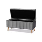Pouf contenitore Hanley di Baxton Studio in velluto e legno