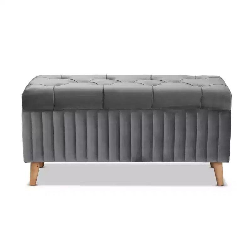 Pouf contenitore Hanley di Baxton Studio in velluto e legno