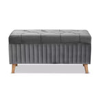 Pouf contenitore Hanley di Baxton Studio in velluto e legno