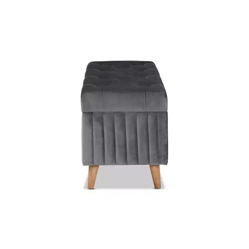 Pouf contenitore Hanley di Baxton Studio in velluto e legno