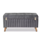 Pouf contenitore Hanley di Baxton Studio in velluto e legno
