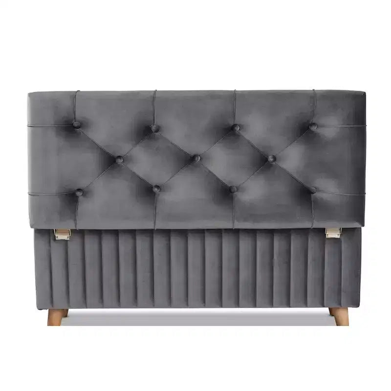 Pouf contenitore Hanley di Baxton Studio in velluto e legno