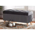 Pouf contenitore Hanley di Baxton Studio in velluto e legno