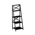 Libreria a scaletta a 4 ripiani Lavish Home, scaffale autoportante con struttura a X sul retro e design inclinato per casa o ufficio, nero