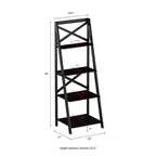 Libreria a scaletta a 4 ripiani Lavish Home, scaffale autoportante con struttura a X sul retro e design inclinato per casa o ufficio, nero