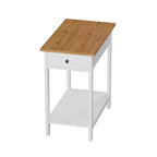 Tavolino stretto Hastings Home con cassetto e ripiano contenitore - Bianco/Miele Quercia