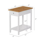 Tavolino stretto Hastings Home con cassetto e ripiano contenitore - Bianco/Miele Quercia