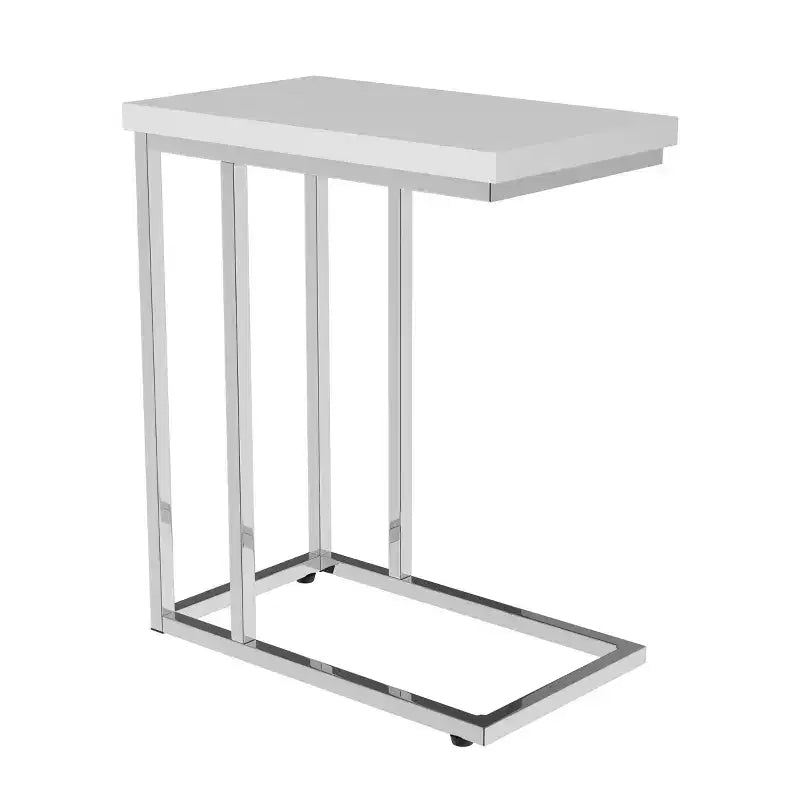 Tavolino da divano a C Hastings Home - Tavolino moderno, vassoio per laptop o comodino compatto - Mobili salvaspazio (bianco)