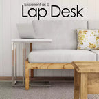 Tavolino da divano a C Hastings Home - Tavolino moderno, vassoio per laptop o comodino compatto - Mobili salvaspazio (bianco)