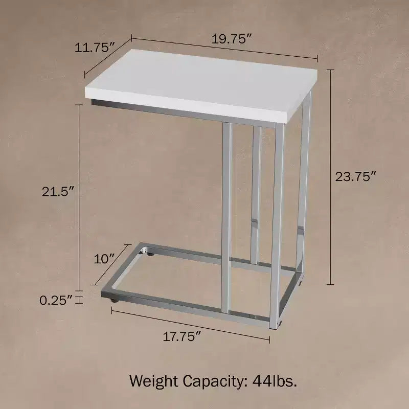 Tavolino da divano a C Hastings Home - Tavolino moderno, vassoio per laptop o comodino compatto - Mobili salvaspazio (bianco)