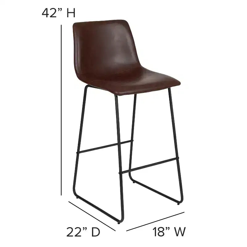 Sgabelli Merrick Lane da 30 pollici, con sedile a secchiello in finta pelle, altezza bancone, set da 2