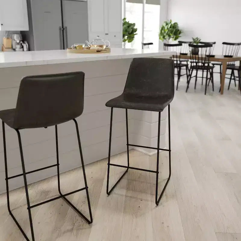 Sgabelli Merrick Lane da 30 pollici, con sedile a secchiello in finta pelle, altezza bancone, set da 2