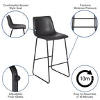 Sgabelli Merrick Lane da 30 pollici, con sedile a secchiello in finta pelle, altezza bancone, set da 2