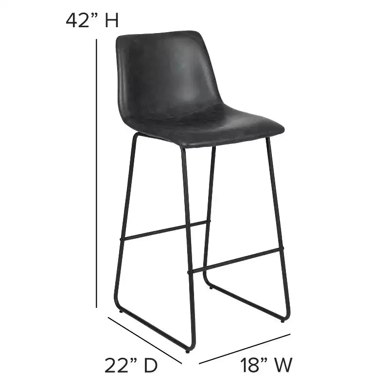 Sgabelli Merrick Lane da 30 pollici, con sedile a secchiello in finta pelle, altezza bancone, set da 2