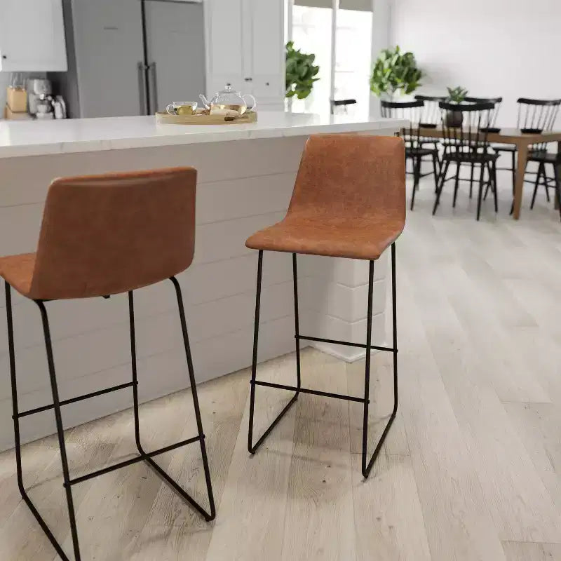 Sgabelli Merrick Lane da 30 pollici, con sedile a secchiello in finta pelle, altezza bancone, set da 2