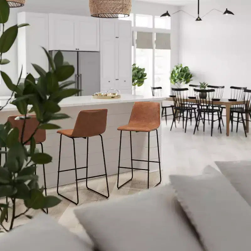 Sgabelli Merrick Lane da 30 pollici, con sedile a secchiello in finta pelle, altezza bancone, set da 2