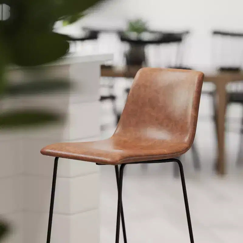 Sgabelli Merrick Lane da 30 pollici, con sedile a secchiello in finta pelle, altezza bancone, set da 2