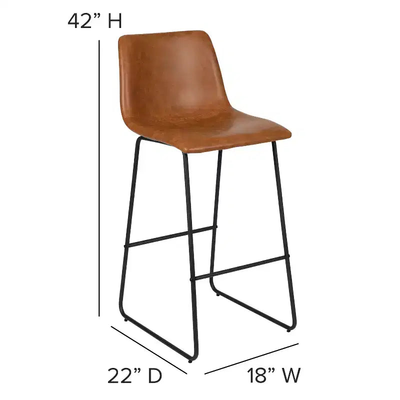 Sgabelli Merrick Lane da 30 pollici, con sedile a secchiello in finta pelle, altezza bancone, set da 2