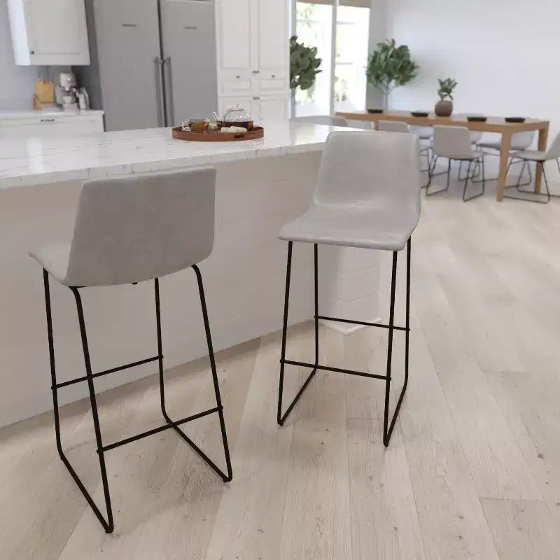 Sgabelli Merrick Lane da 30 pollici, con sedile a secchiello in finta pelle, altezza bancone, set da 2