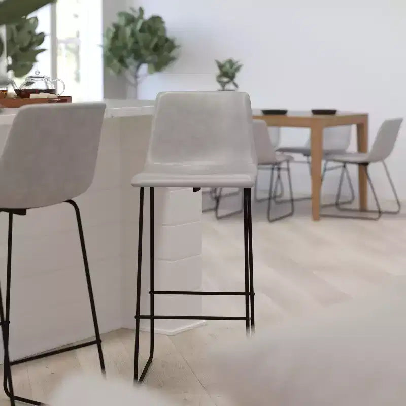 Sgabelli Merrick Lane da 30 pollici, con sedile a secchiello in finta pelle, altezza bancone, set da 2