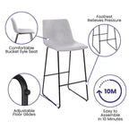 Sgabelli Merrick Lane da 30 pollici, con sedile a secchiello in finta pelle, altezza bancone, set da 2