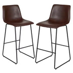 Sgabelli Merrick Lane da 30 pollici, con sedile a secchiello in finta pelle, altezza bancone, set da 2