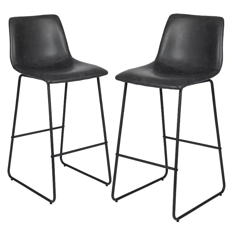 Merrick Lane 30 inch Faux Bar Height Bucket Seat Stools, Set of 2