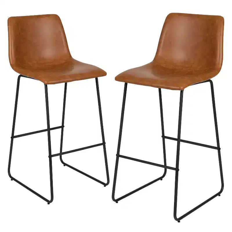 Sgabelli Merrick Lane da 30 pollici, con sedile a secchiello in finta pelle, altezza bancone, set da 2