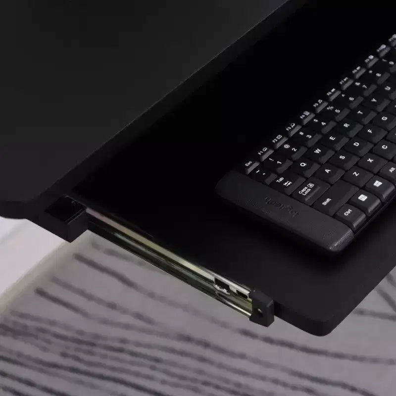 HOMCOM Scrivania angolare a L per computer con ripiano rialzato, vassoio tastiera scorrevole e comodo supporto per CPU