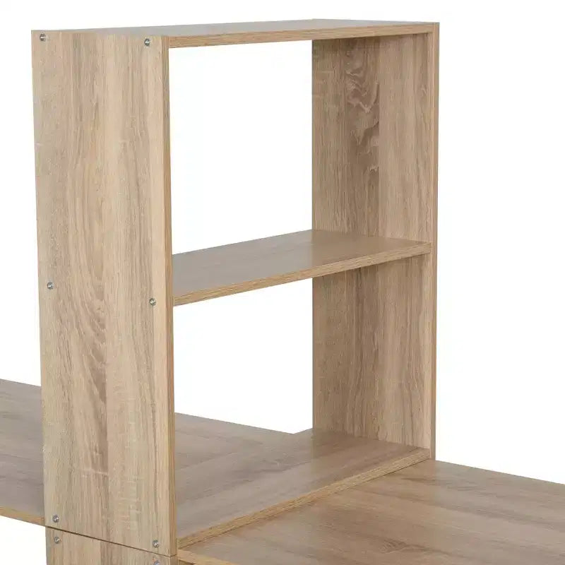 HOMCOM Scrivania da computer extra lunga 88 per 2 persone con combo ripiani portaoggetti, doppia postazione di lavoro, tavolo da studio e scrittura con libreria per ufficio a casa