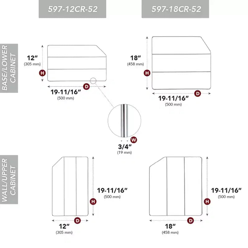 Rev-A-Shelf Serie 597 Organizer Divisore per teglie e Vassoi per Mobili Base e Pensili da Cucina