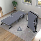 Costway Letto Pieghevole per Ospiti Regolabile Singolo con Materasso e Rotelle Portatile Marrone/Grigio/Bianco