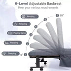 Costway Letto Pieghevole per Ospiti Regolabile Singolo con Materasso e Rotelle Portatile Marrone/Grigio/Bianco