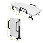 Costway Letto Pieghevole per Ospiti Regolabile Singolo con Materasso e Rotelle Portatile Marrone/Grigio/Bianco