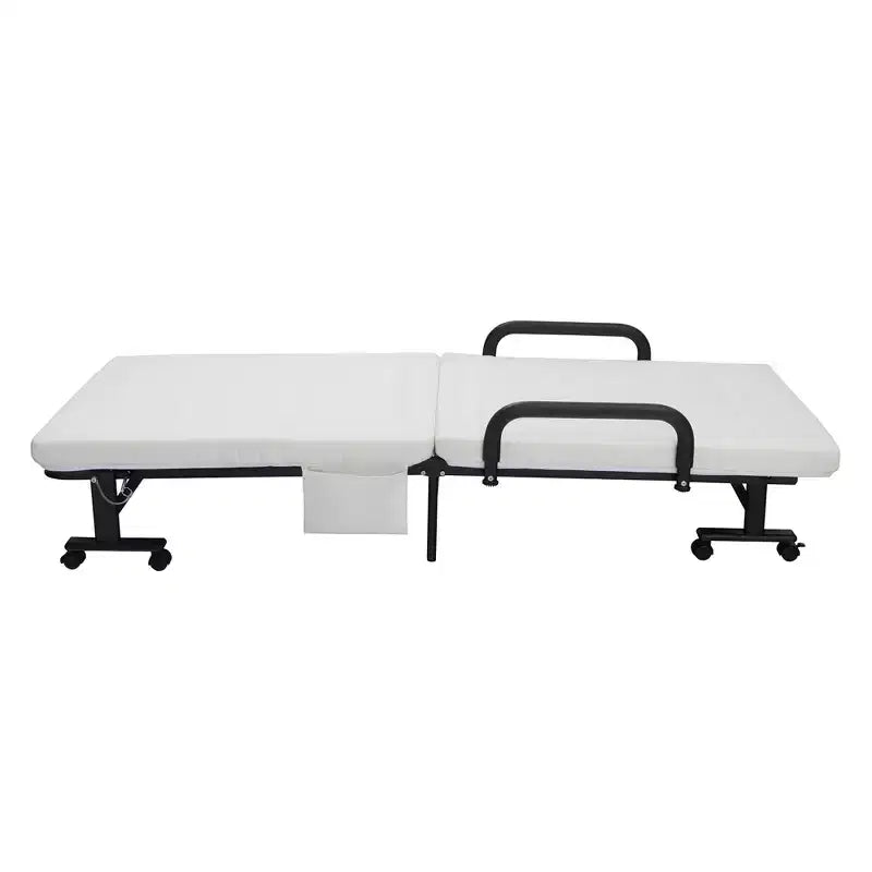 Costway Letto Pieghevole per Ospiti Regolabile Singolo con Materasso e Rotelle Portatile Marrone/Grigio/Bianco