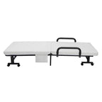 Costway Letto Pieghevole per Ospiti Regolabile Singolo con Materasso e Rotelle Portatile Marrone/Grigio/Bianco