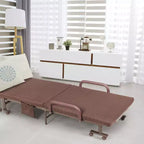 Costway Letto Pieghevole per Ospiti Regolabile Singolo con Materasso e Rotelle Portatile Marrone/Grigio/Bianco
