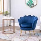 HOMCOM Elegante Poltrona Singola in Velluto con Gambe in Metallo Dorato per Soggiorno, Blu