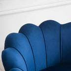 HOMCOM Elegante Poltrona Singola in Velluto con Gambe in Metallo Dorato per Soggiorno, Blu