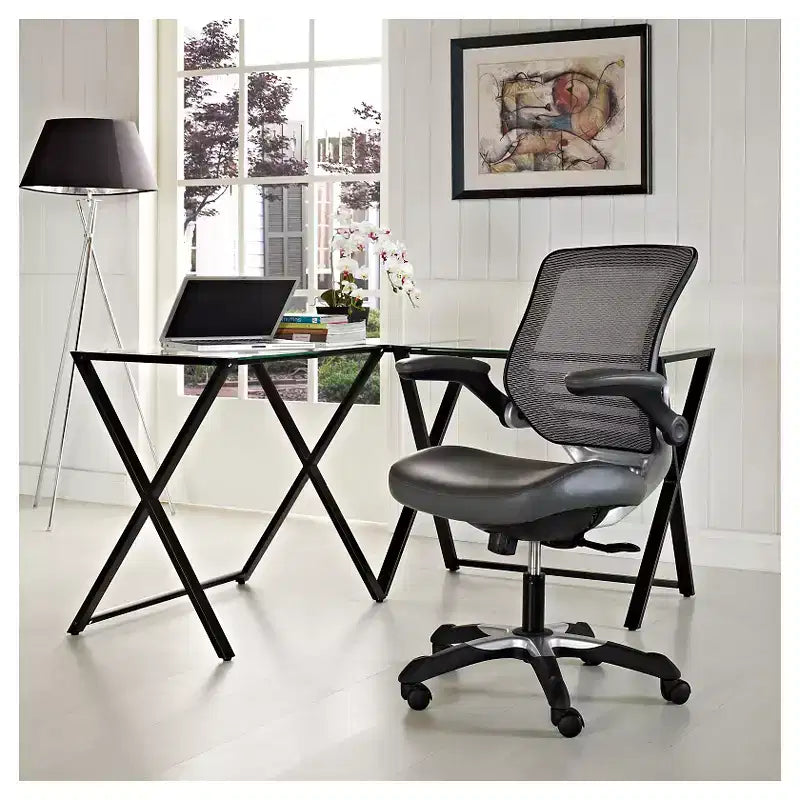 Sedia da Ufficio Modway Edge con Schienale in Rete e Seduta in Similpelle