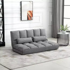 Poltrona Divano Convertibile da Pavimento HOMCOM, Letto Pieghevole, Chaise Longue per Ospiti con 2 Cuscini, Schienale e Poggiatesta Regolabili