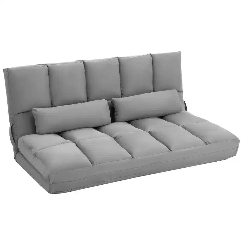 Poltrona Divano Convertibile da Pavimento HOMCOM, Letto Pieghevole, Chaise Longue per Ospiti con 2 Cuscini, Schienale e Poggiatesta Regolabili