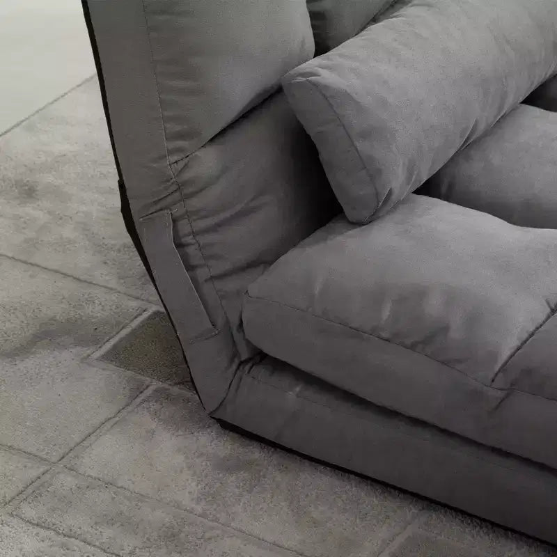Poltrona Divano Convertibile da Pavimento HOMCOM, Letto Pieghevole, Chaise Longue per Ospiti con 2 Cuscini, Schienale e Poggiatesta Regolabili